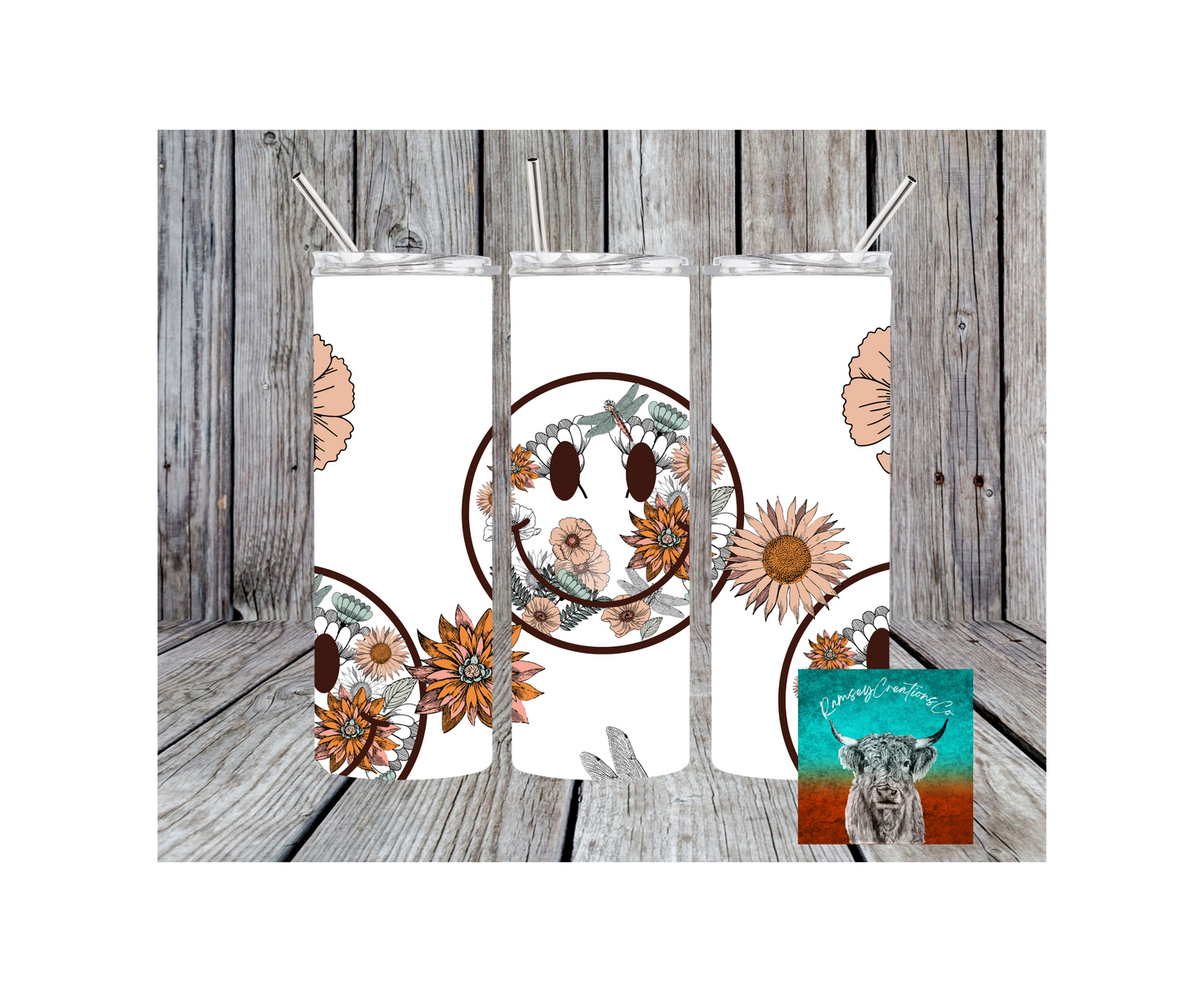 Boho Smiley Face Tumbler