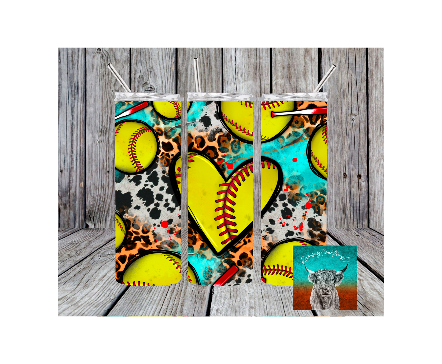 Softball Heart Tumbler