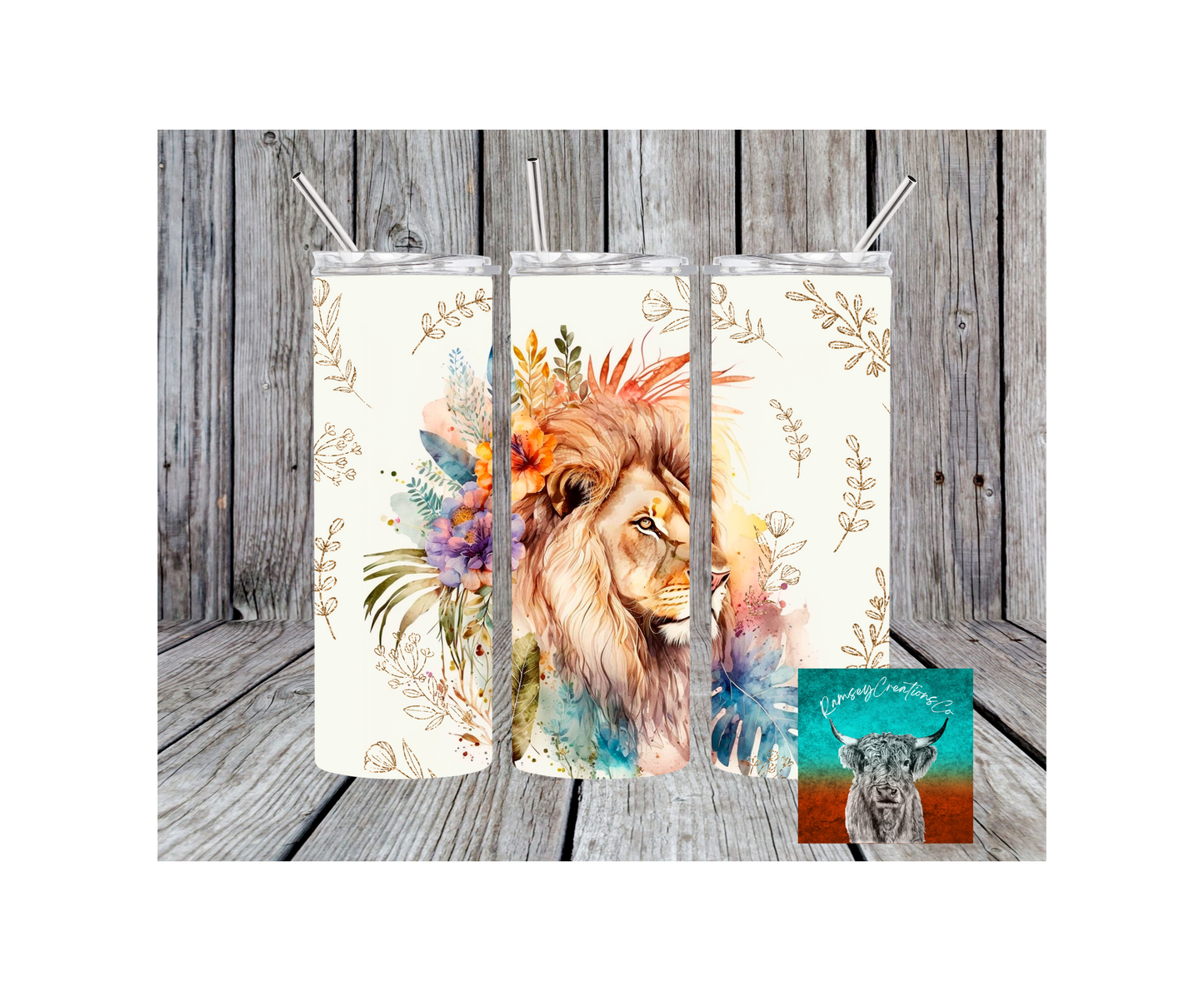 Watercolor Lion Tumbler
