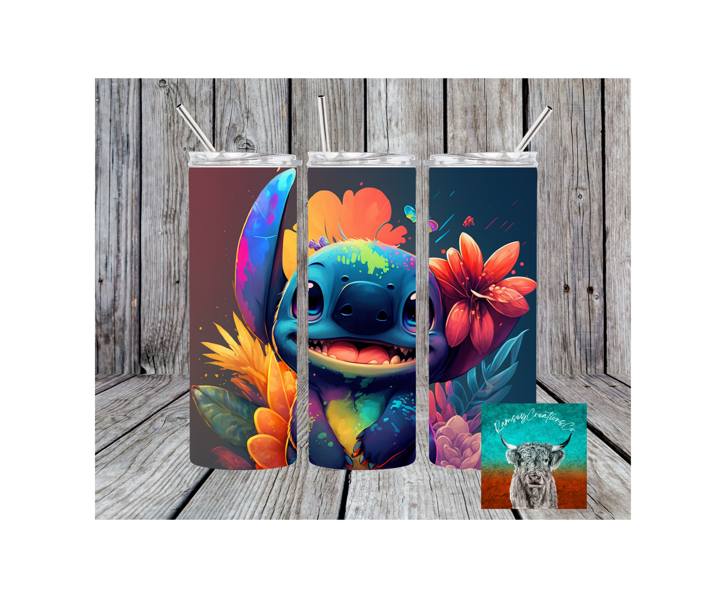 Floral Blue Alien Tumbler