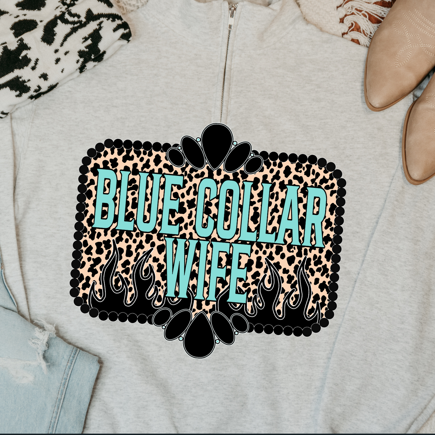 Leopard Blue Collar Wife