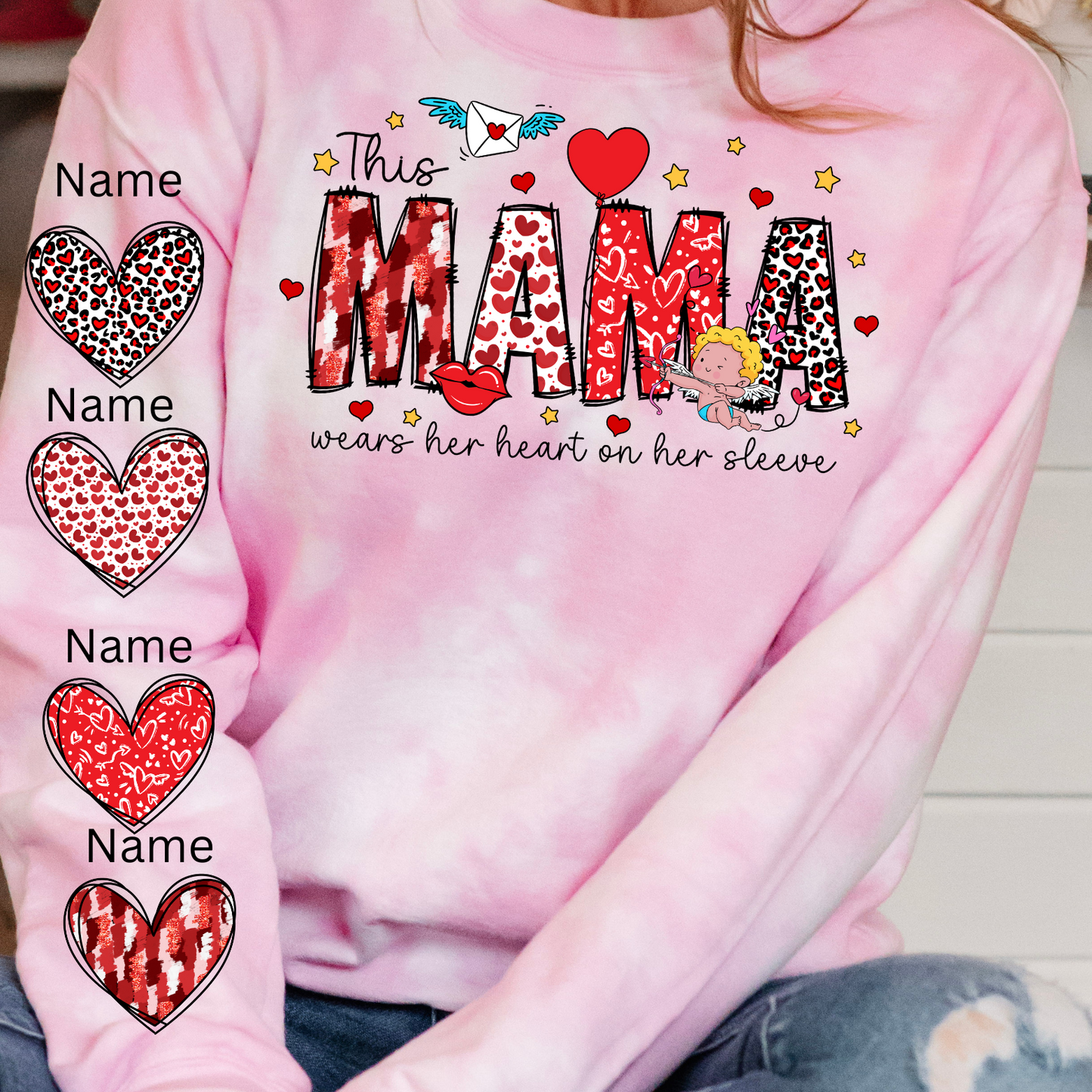 Custom Valentines Bleached Crew