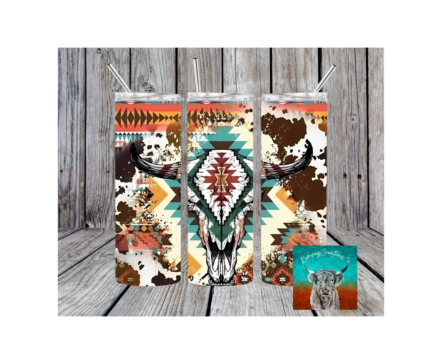 Aztec Boho Skull Tumbler
