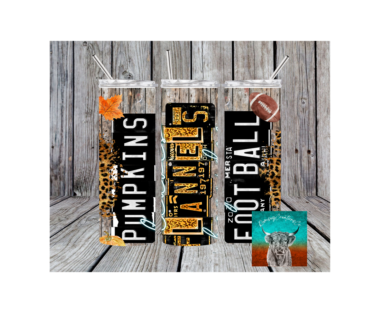 Pumpkins, Flannels, Football Tumbler