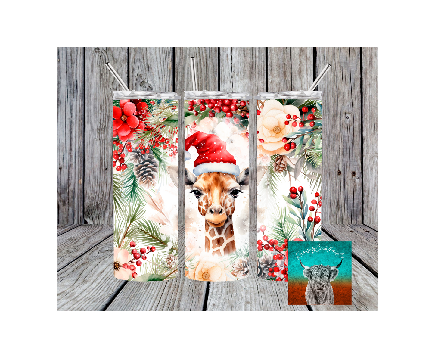Giraffe Christmas Tumbler