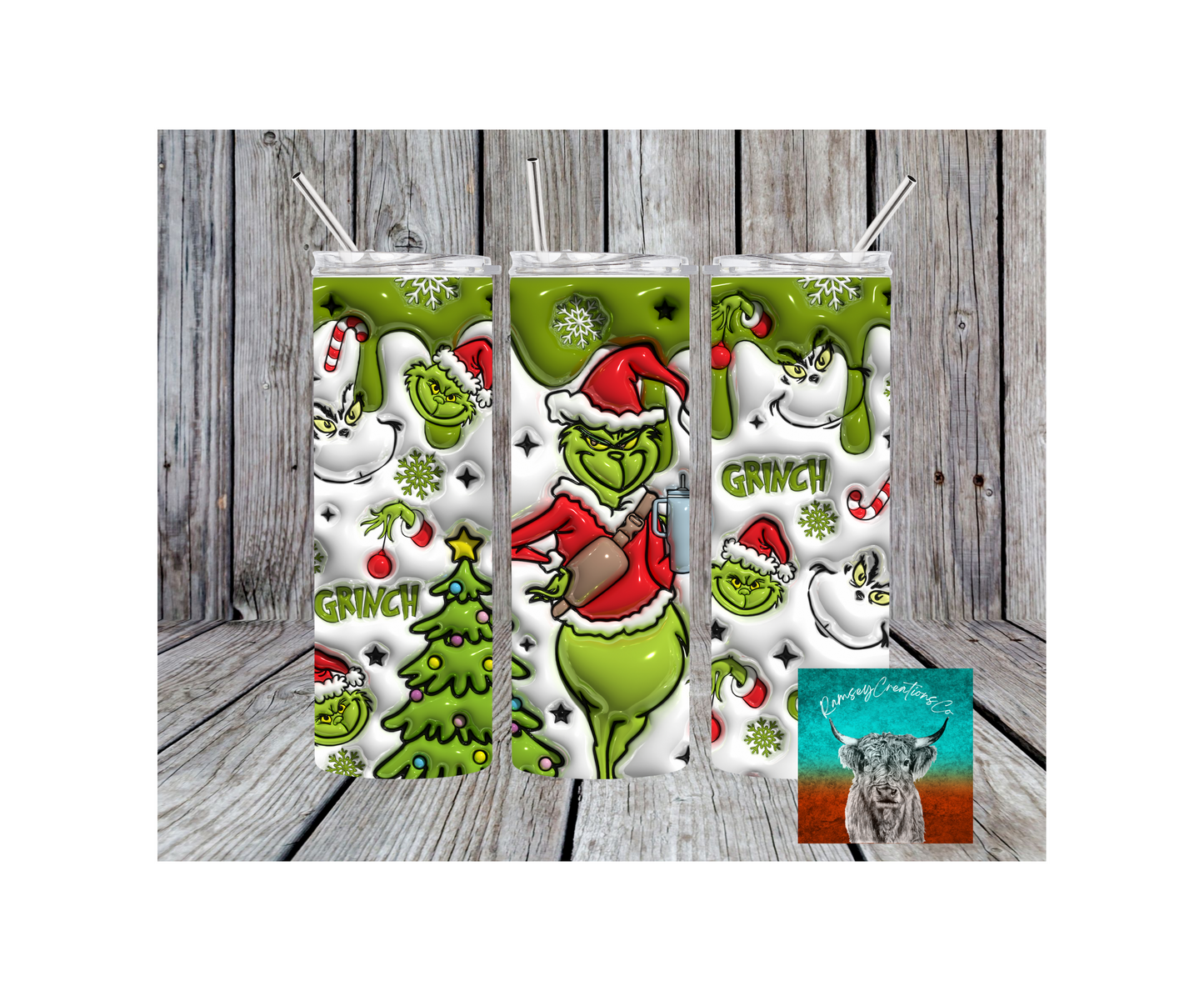 3D Light Green Christmas Tumbler