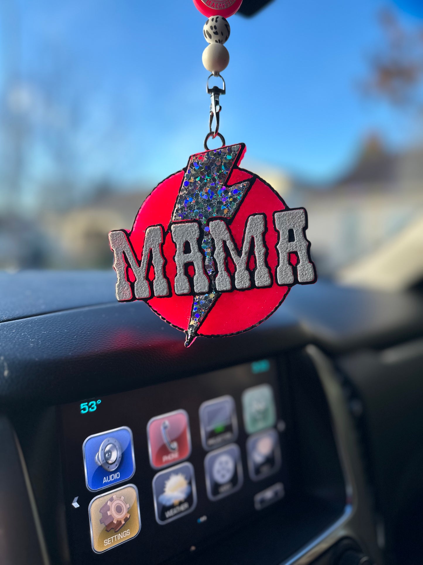 Mama Glitter Lighting Bolt Freshie