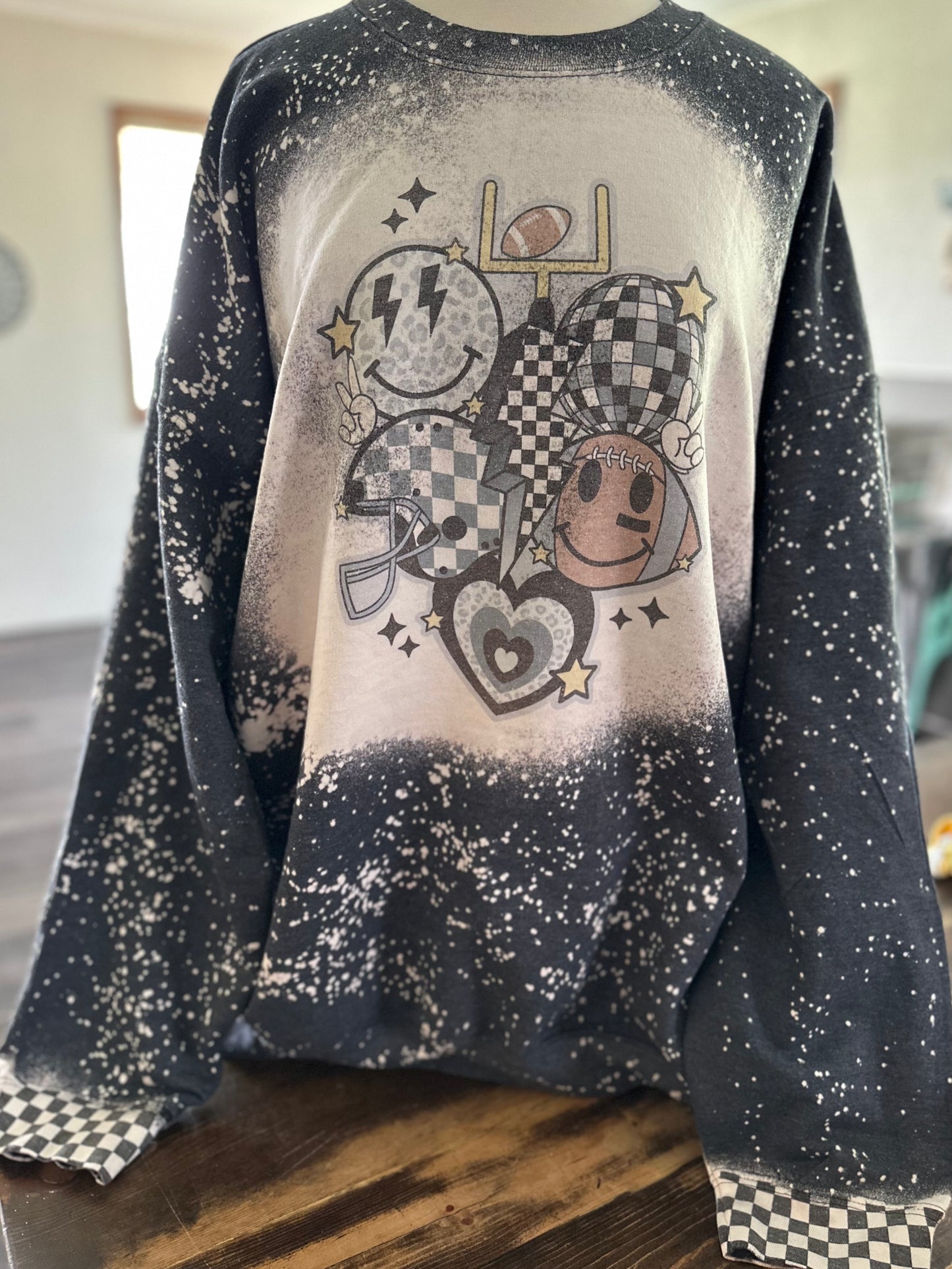 Retro Football Bleached Crewneck