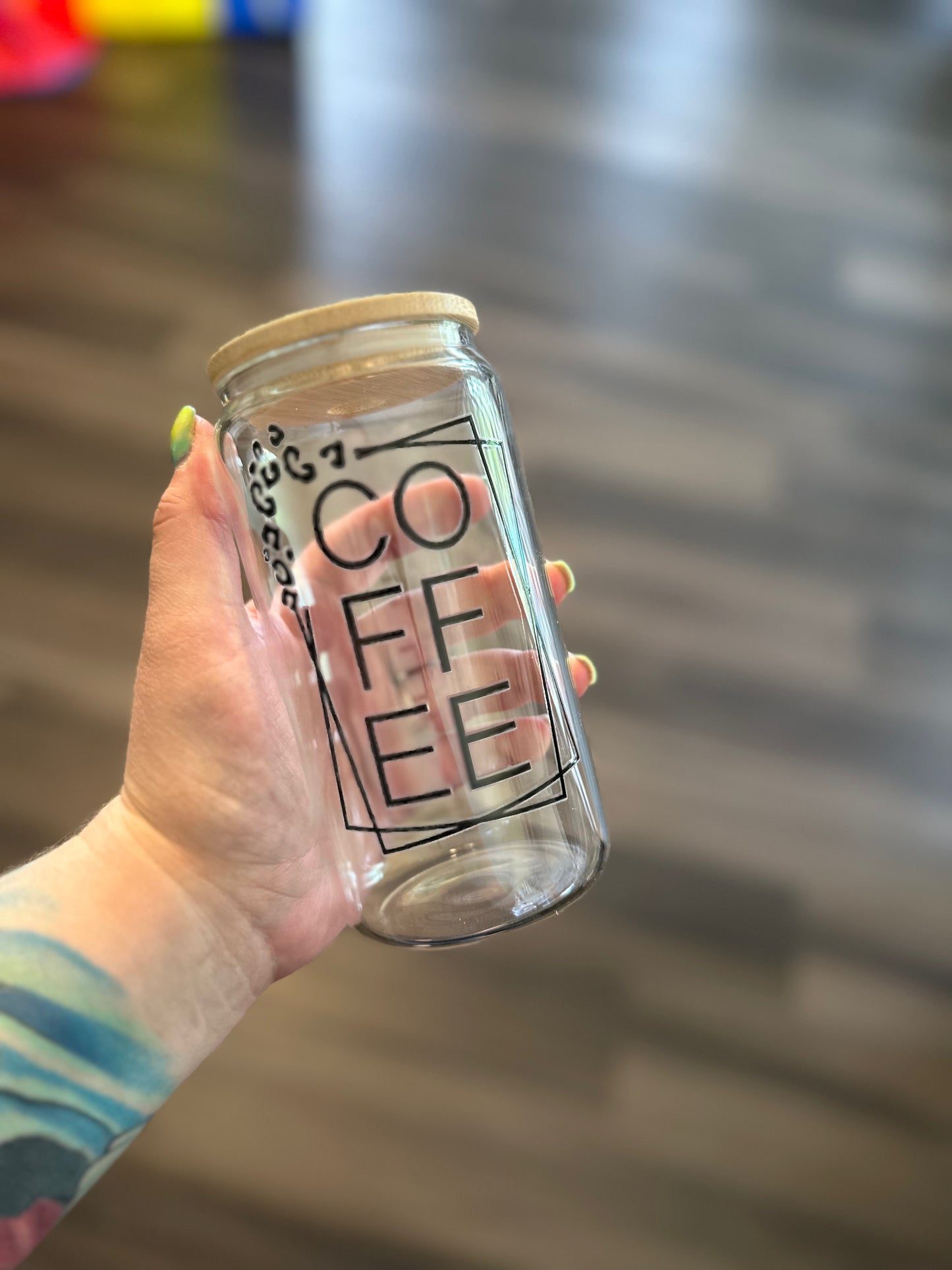 Coffee/ Cheetah Glass Cup