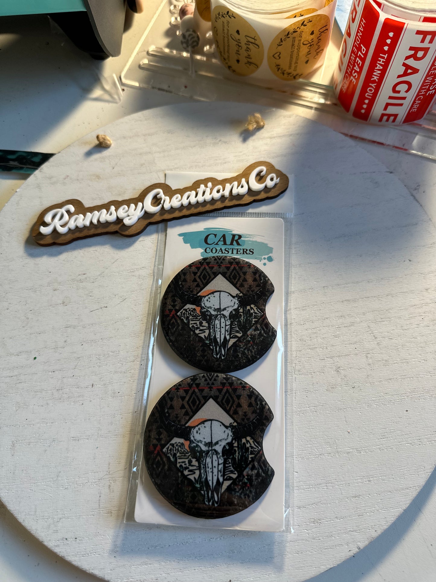 Western Skull Car Coasters