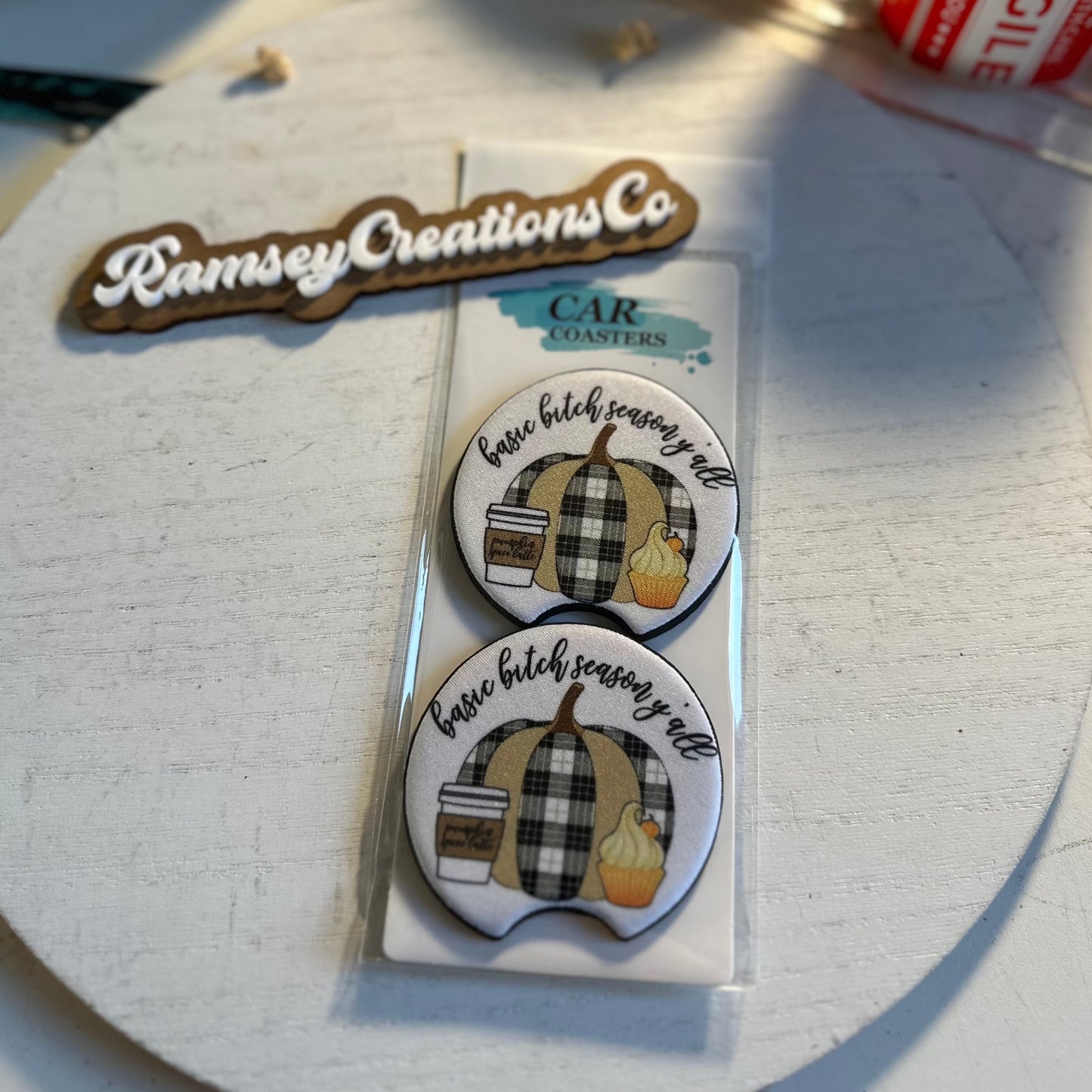 Basic Bitch Season Ya'll Car Coasters