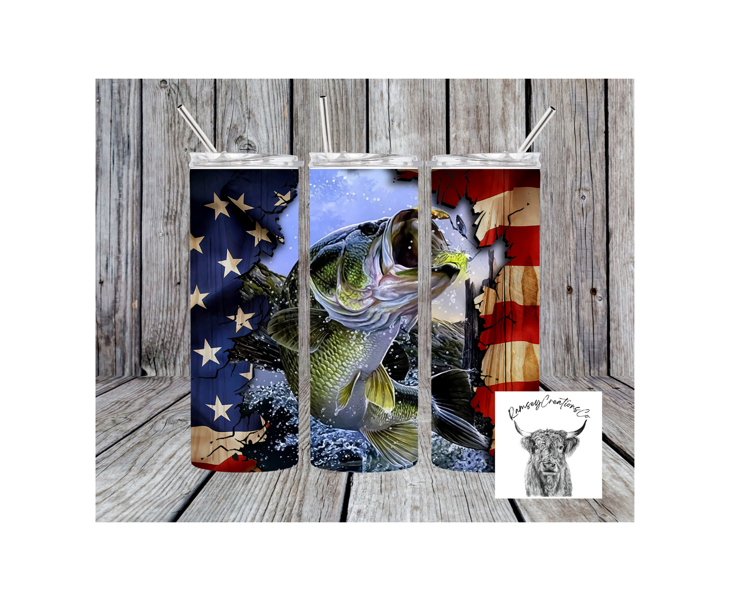 American Flag Bass Tumbler