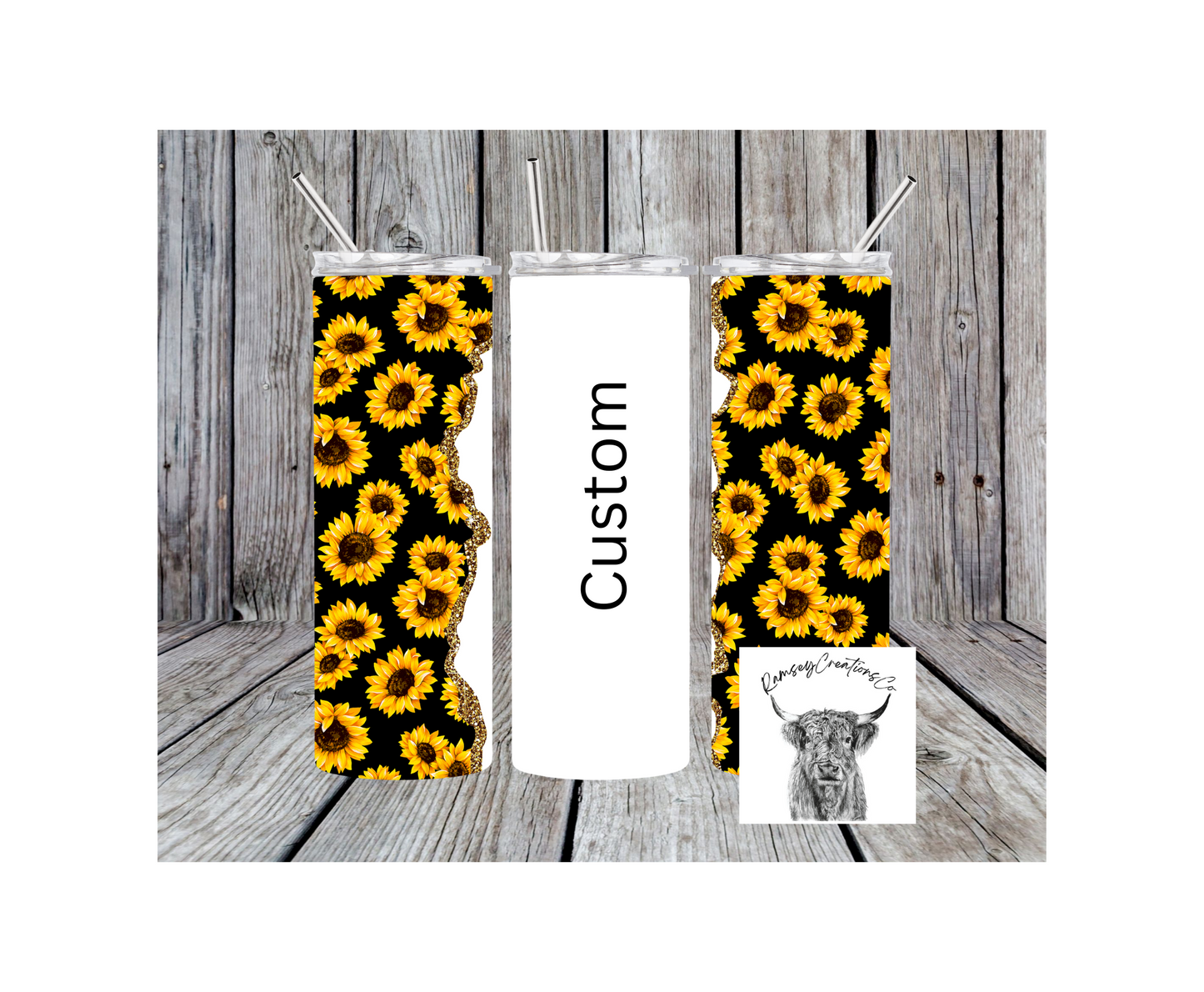 Custom Name Sunflower Tumbler