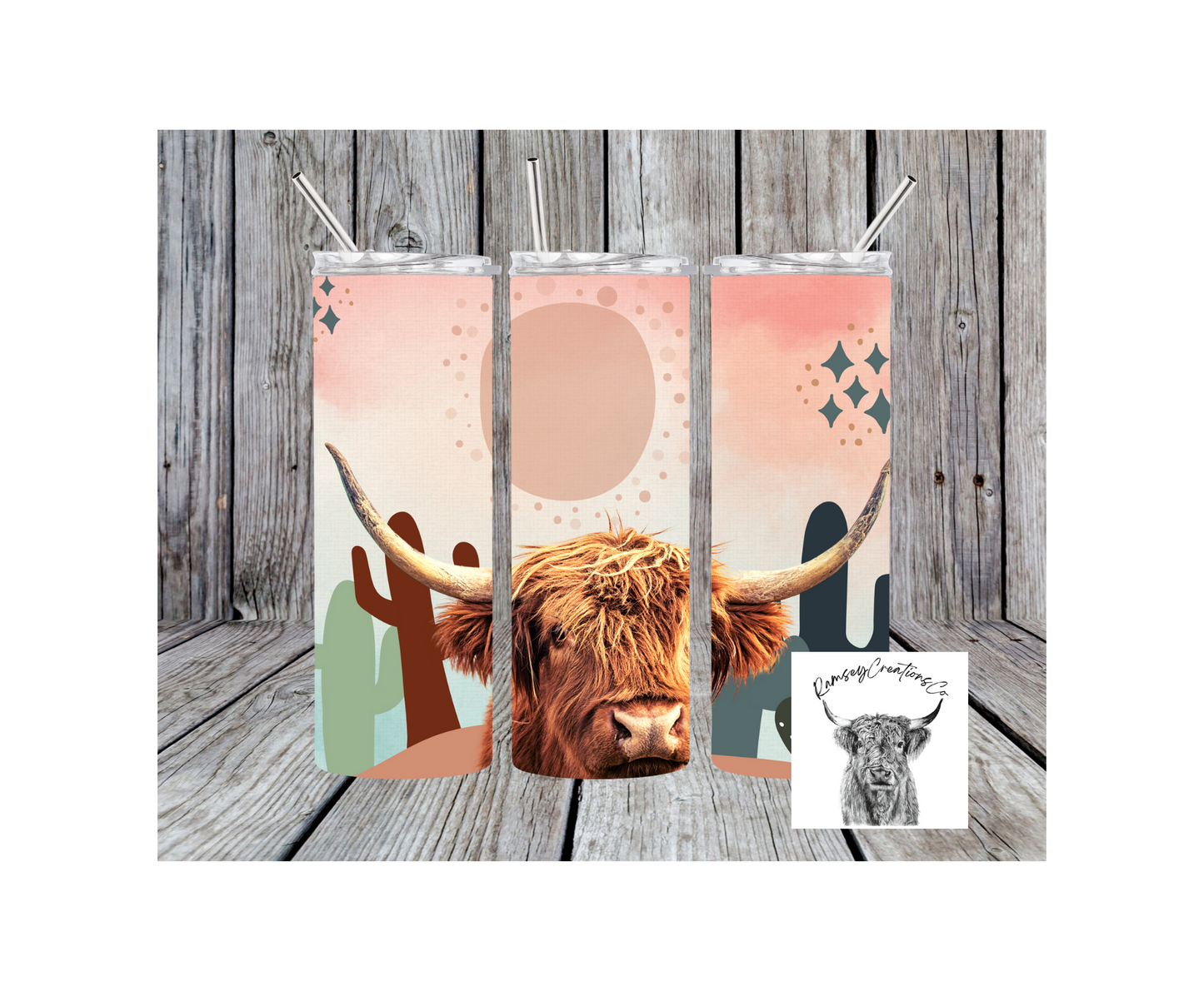 Boho Cow Tumbler
