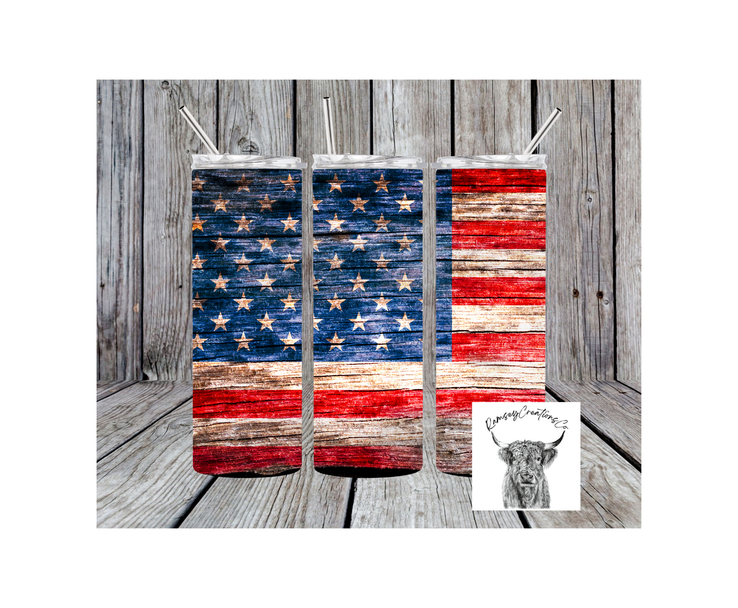 American Flag Tumbler