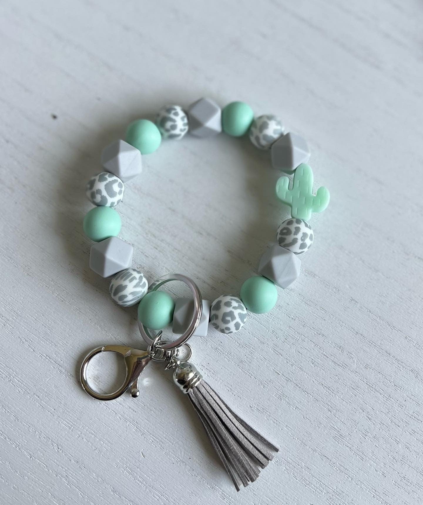 Teal & Cheetah Wristlet