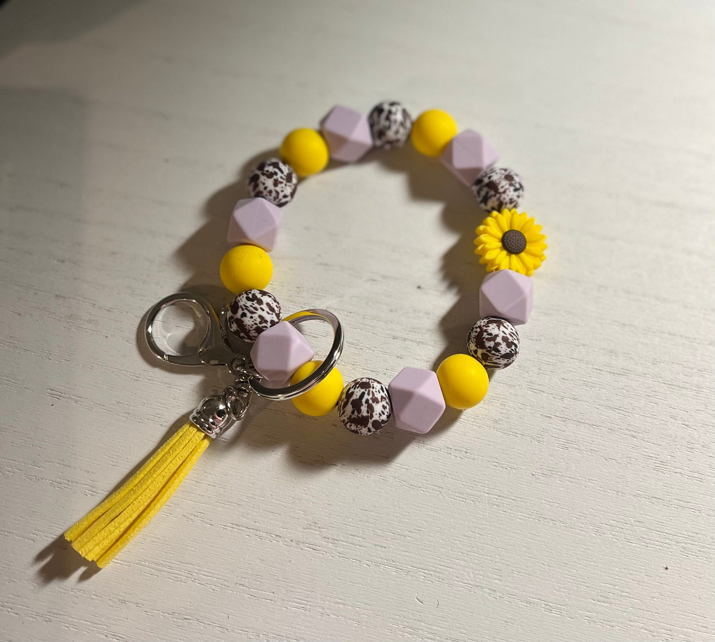 Cow, Lilac & Yellow Wristlet