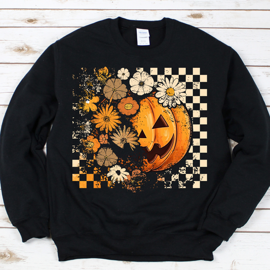 Floral Checkered Pumpkin