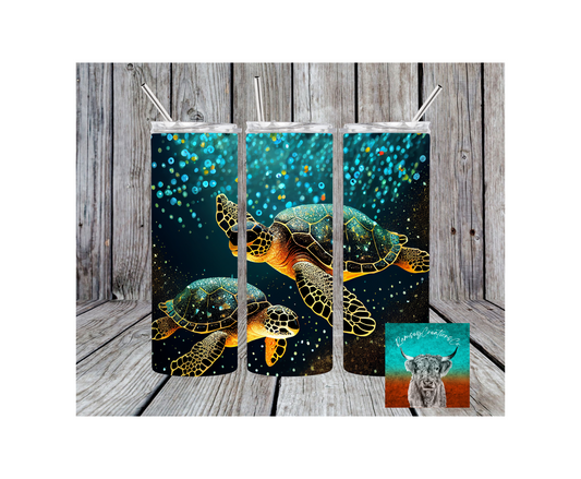 Aqua And Gold Turtle Tumbler