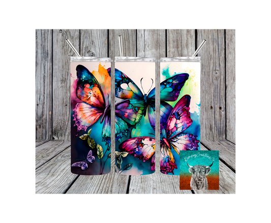 Water Color Butterflies Tumbler