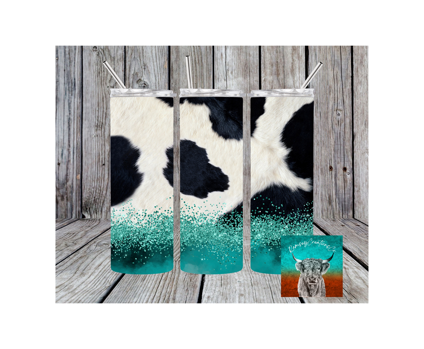 Teal Cowhide Tumbler