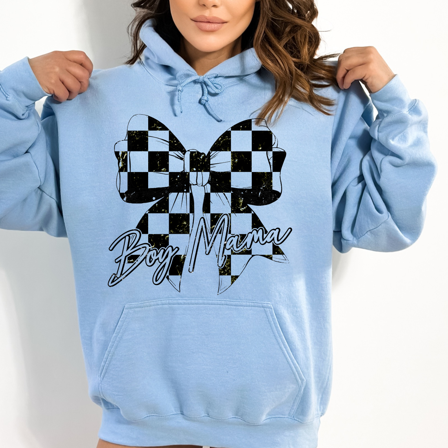 Checkered Boy Mama Bow