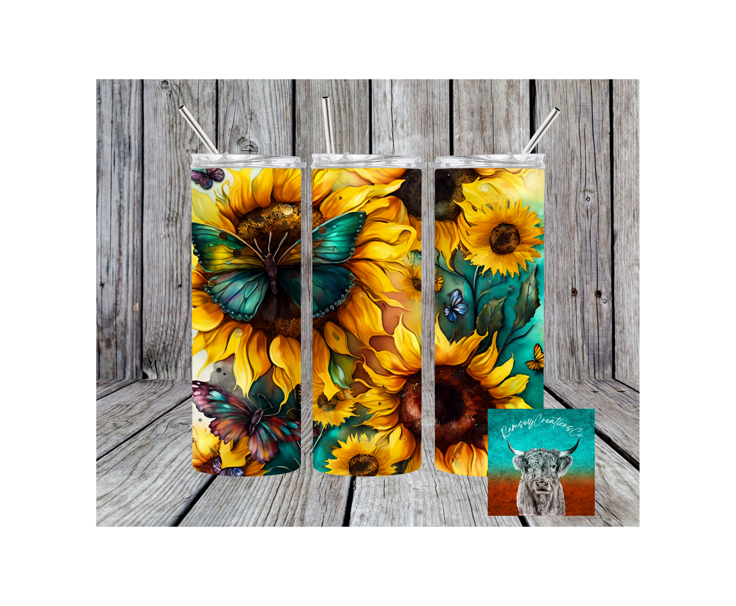 Butterfly Sunflower Tumbler