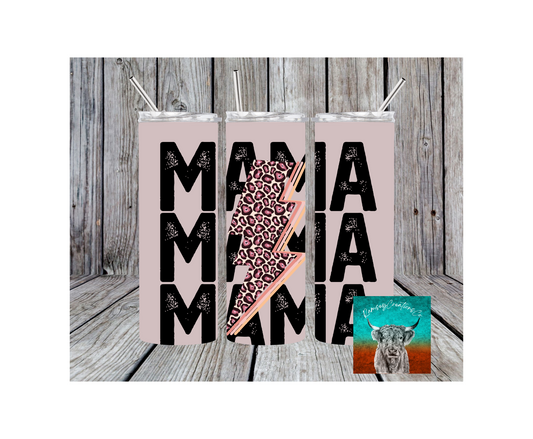 Pink Lighting Bolt Mama Tumbler