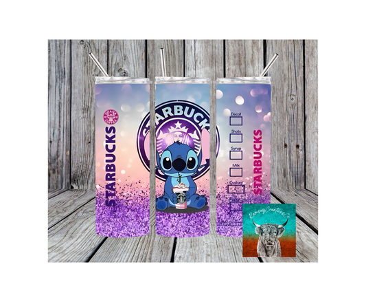 Glitter Blue Alien Coffee Tumbler