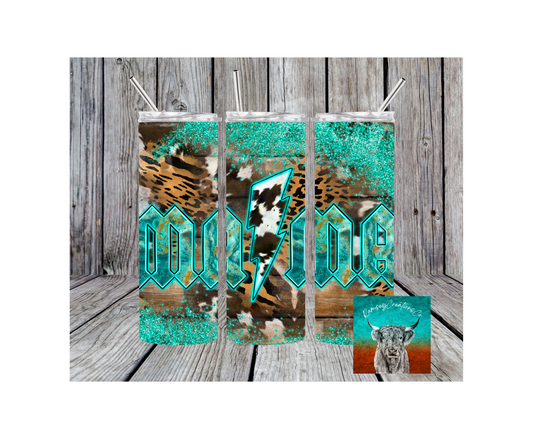 Teal Mama Animal Print Tumbler