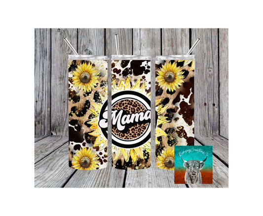 Cow Print Sunflower Tumbler