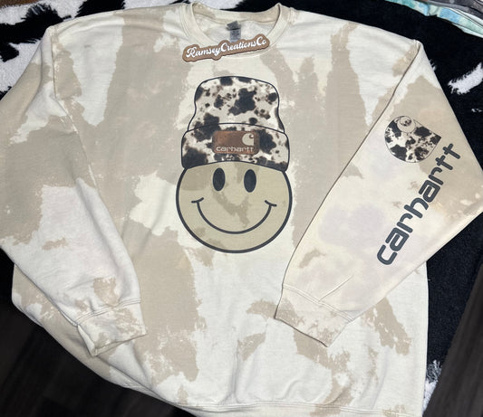 Smiley Cowhide Beanie Crewneck