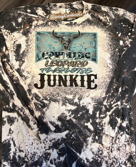 Cowhide Leopard Turquoise Junkie Long Sleeve Tee