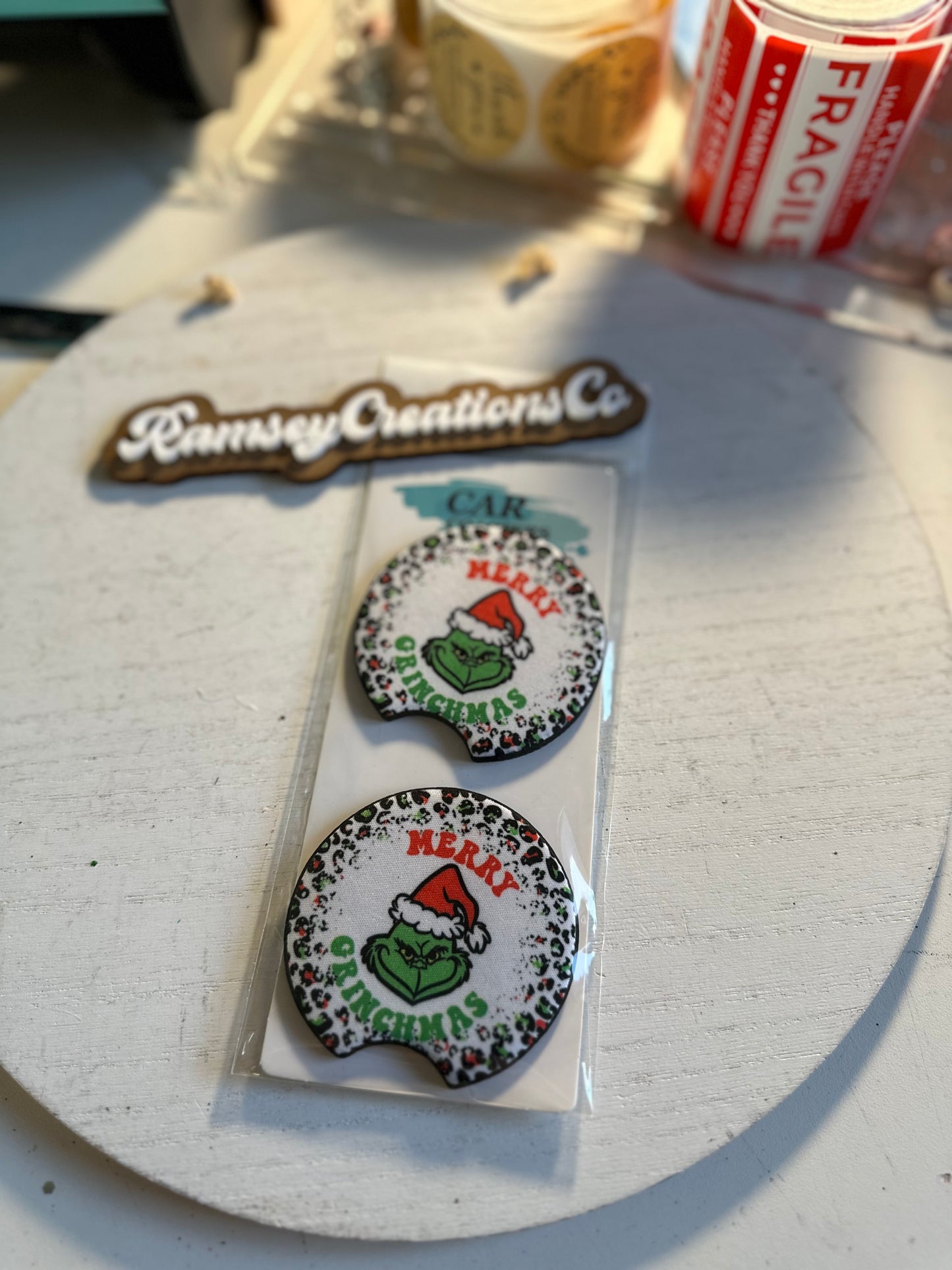 Merry Grinchmas Car Coasters
