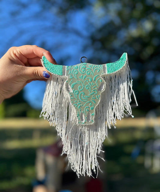 Mint Tooled Leather Bull Skull Freshie