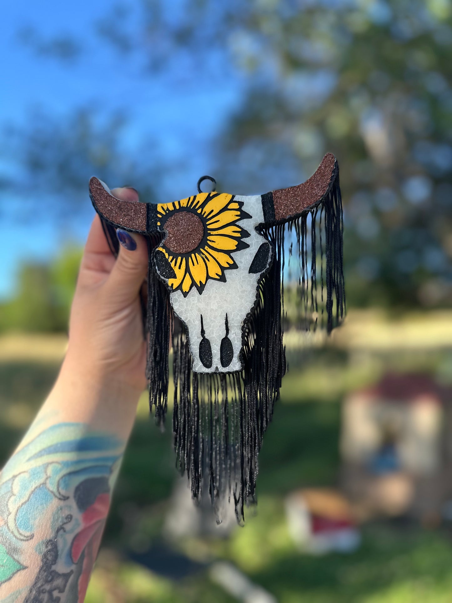 Sunflower Bull Skull Freshie