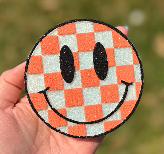 Coral Checkered Smiley Freshie