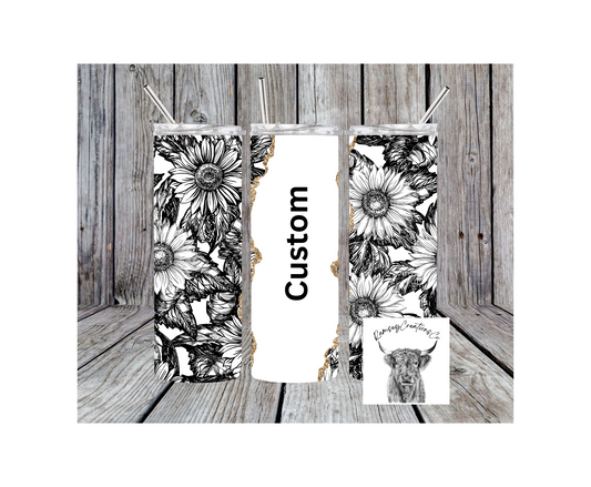 Black & White Custom Name Tumbler