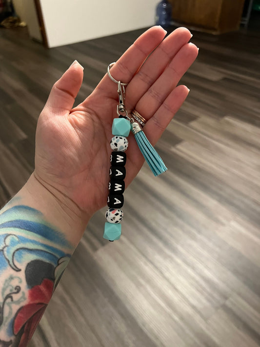 Teal & Terrazzo Mama Keychain