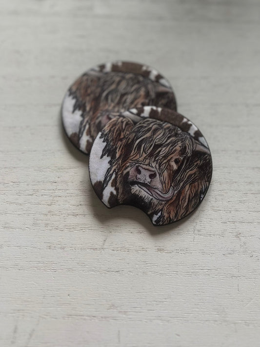 Highland Cow Car Coasters