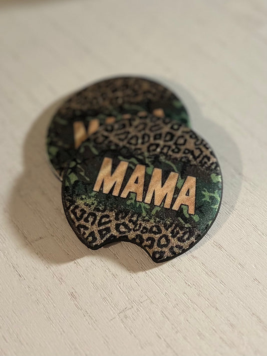 Camo/Cheetah Mama Car Coasters